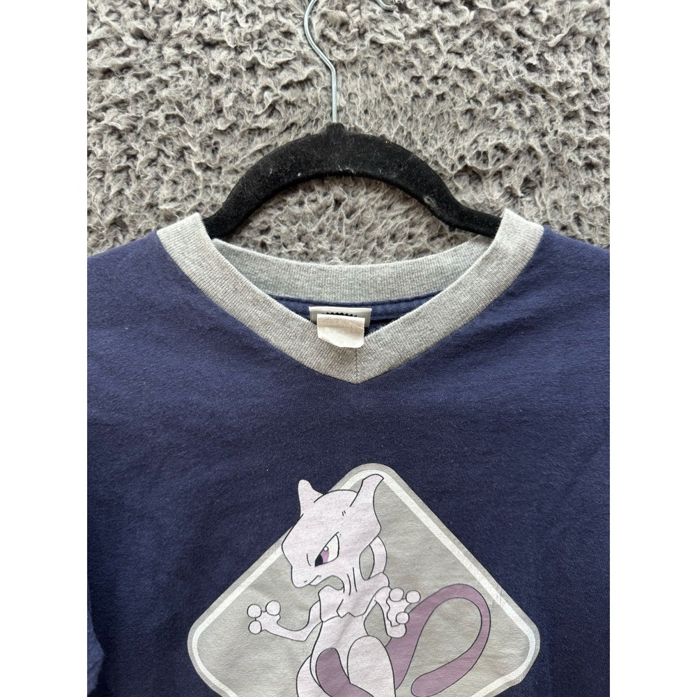 Vintage Nintendo Pokemon Mewtwo Cropped Long Sleeve T Shirt Blue‎ Youth Size M - Picture 3 of 11